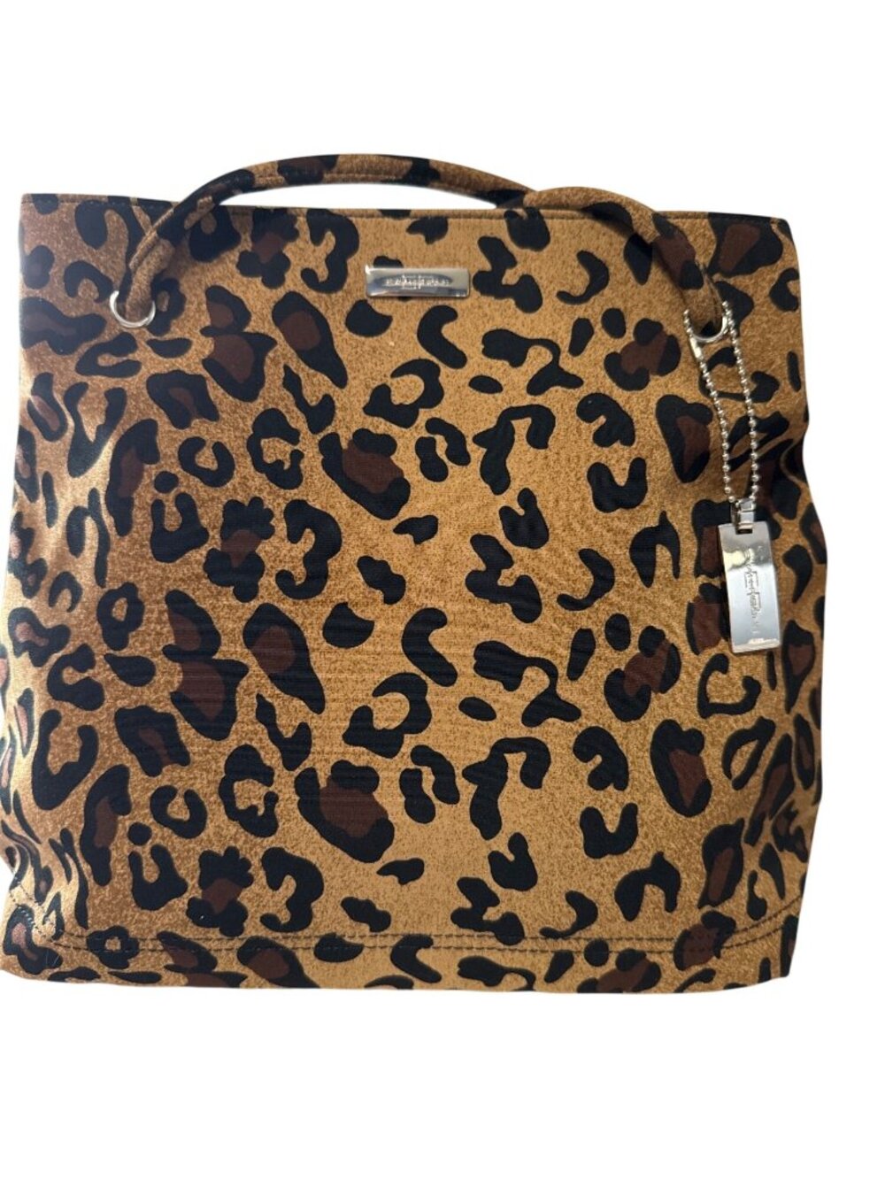 Evan-Picone Leopard Print Tote Bag With Double Handles & Magnetic Snap Closure
